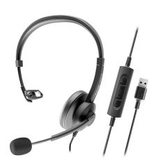 Casque Axtel ACE Mono avec télécommande intégrée sur câble USB