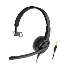 Micro-casque Axtel Voice 28 Mono – Vue de 3/4 avec connectique Jack 3,5 mm