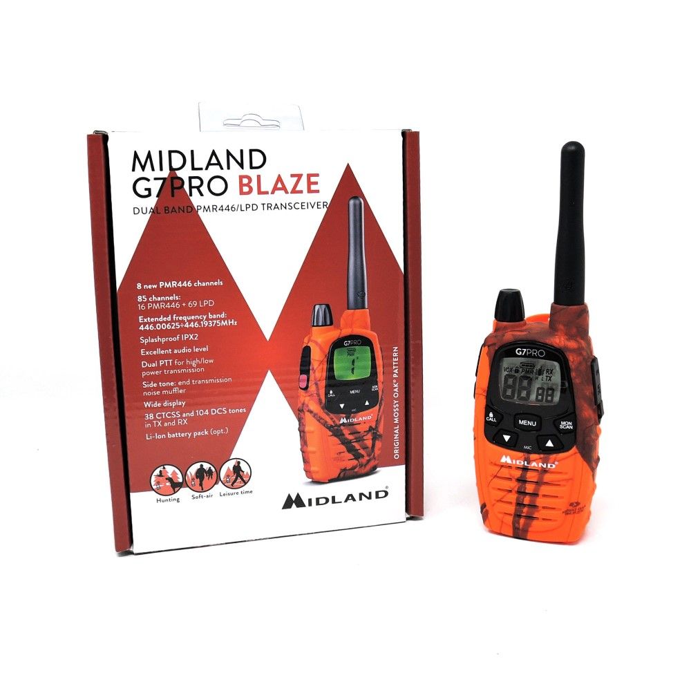 Midland G7 Pro Blaze talkie-walkie orange avec grand écran LCD rétroéclairé