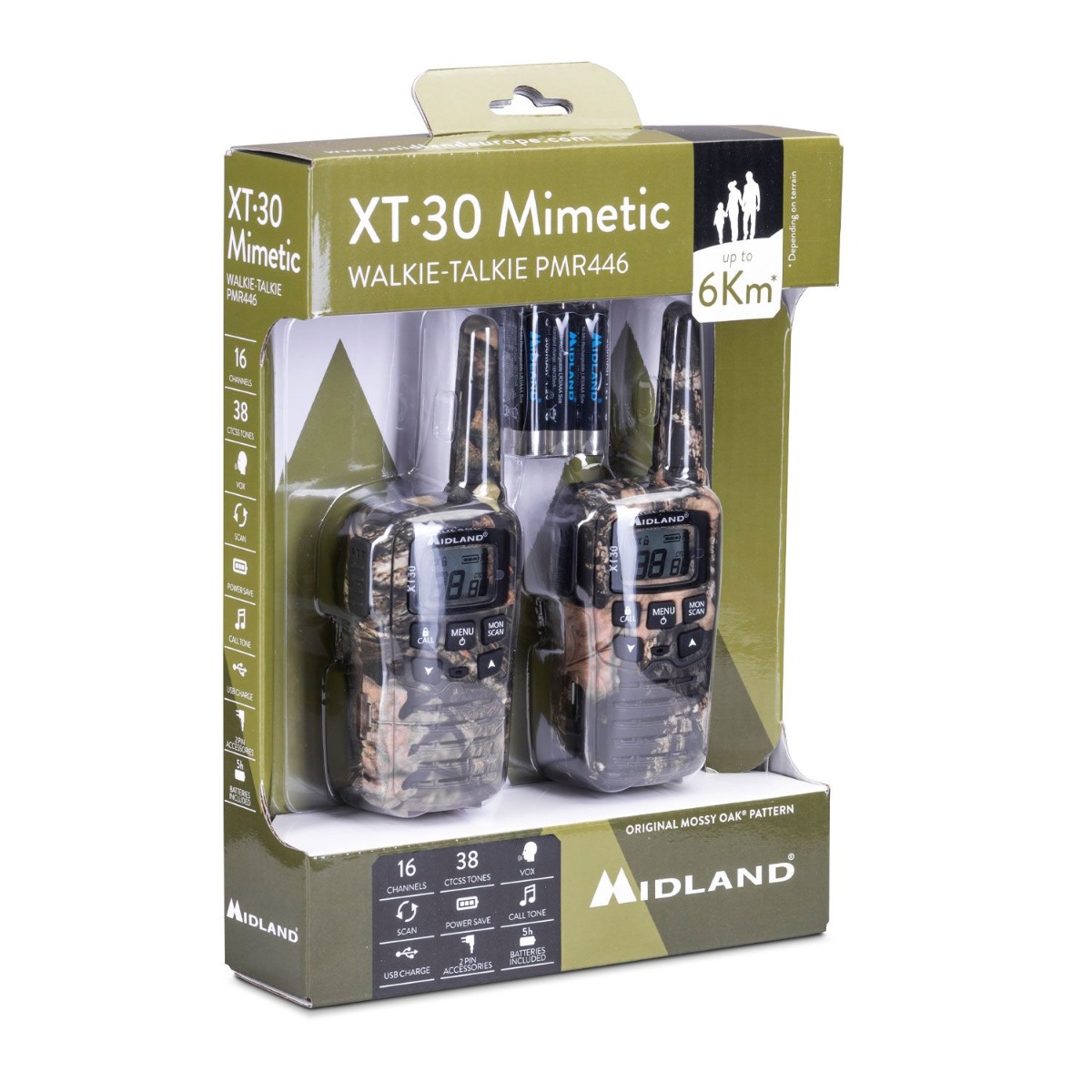 Talkie-walkie Midland XT30 Mimetic camouflage avec écran LCD et touches directes
