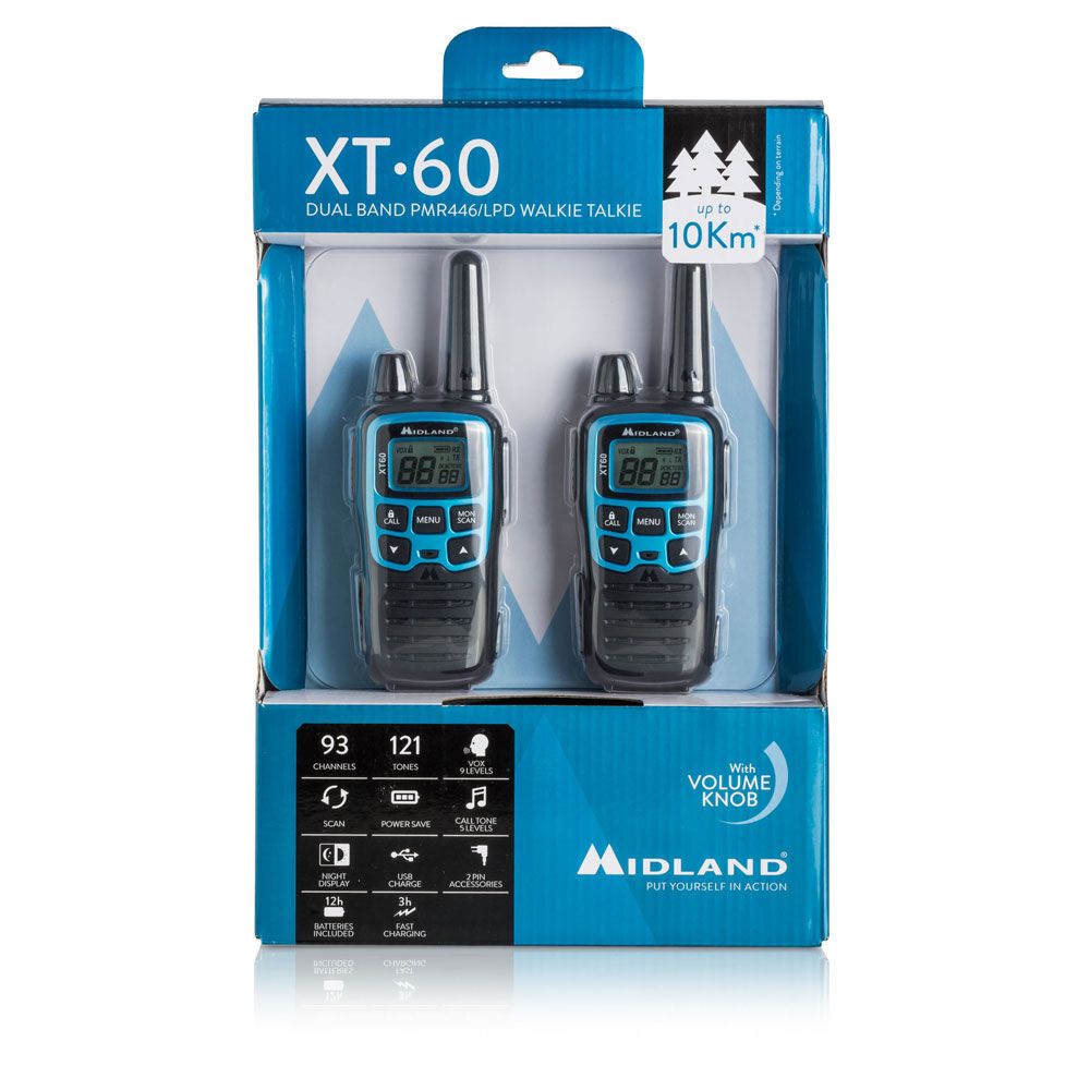 Midland XT60 talkie-walkie écran rétroéclairé et commande volume molette